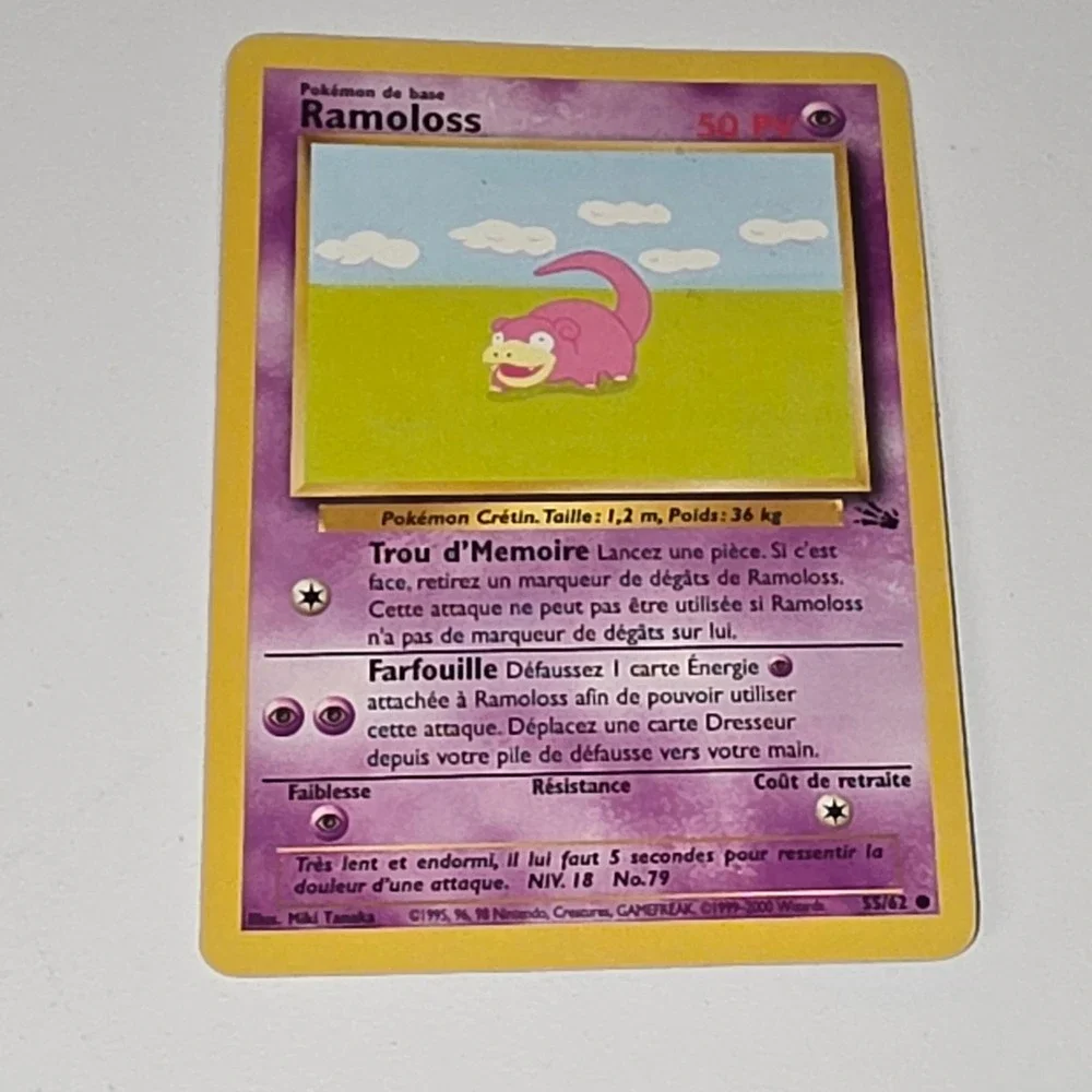 Pokemon Ramoloss Slowpoke Fossil 55/62 French Common Vintage Card 1999-2000 WOTC